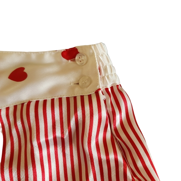 La Mouette Heart Print Satin Pajama Set Tank & Striped Shorts Size Large - Picture 3 of 9